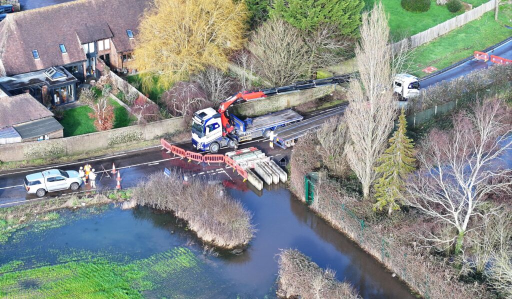 The Truck & Crane team working in Chichester to re-open an access following floods in February 2026 - 01
