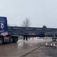 Using a lorry cab and stretch trailer, the Southdown team deliver a load of 20+ metre beams for a construction project Using a lorry cab and stretch trailer, the Southdown team deliver a load of 20+ metre beams for a construction project